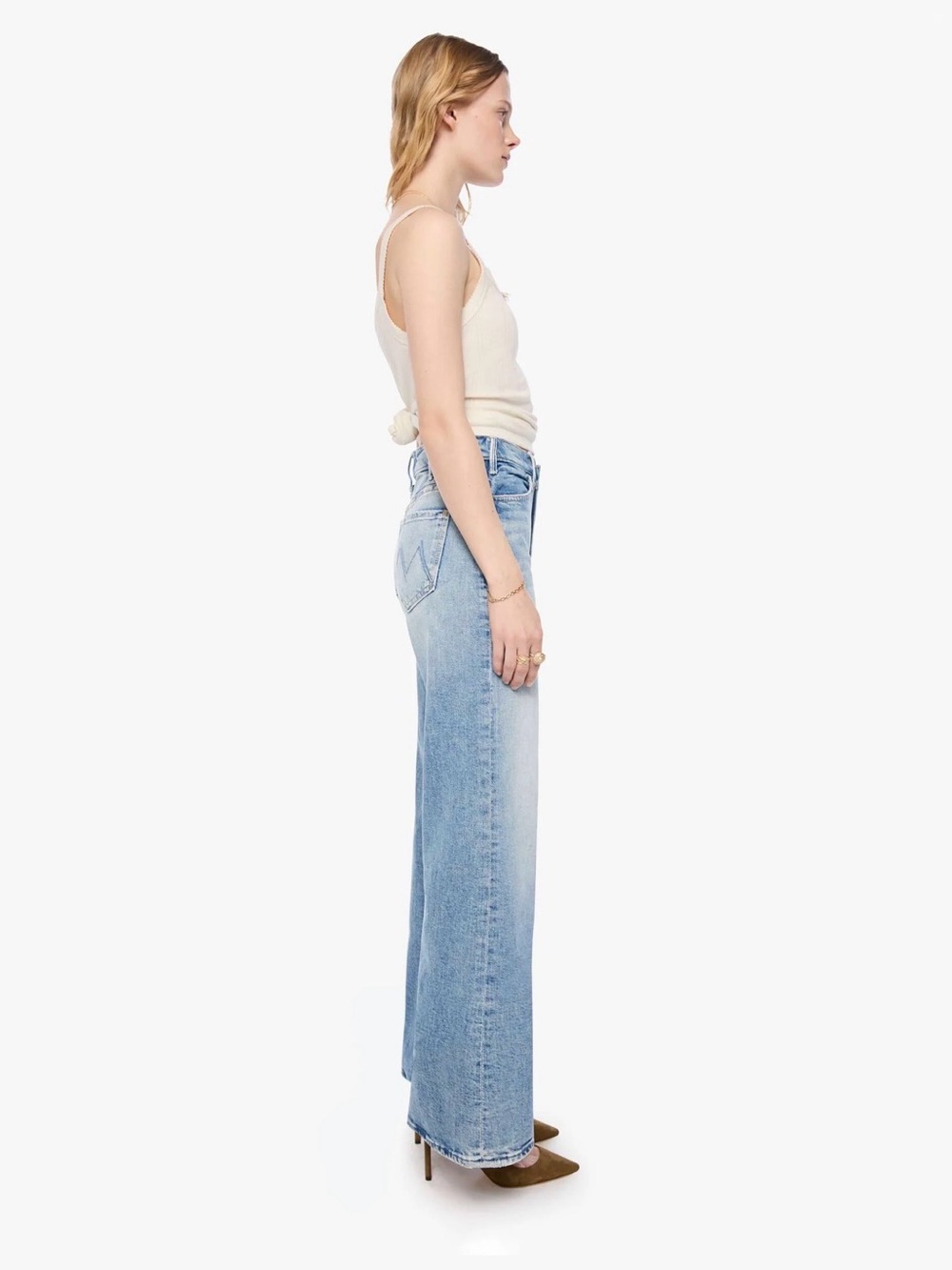 LIL MOTHER Light Blue High-Waist Wide Leg Jeans.  Mother jeans petite. - Picture 2 of 11